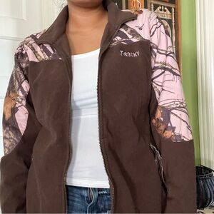 Rocky Mossy Oak Camo Light Pink and Brown Fleece Zip Up